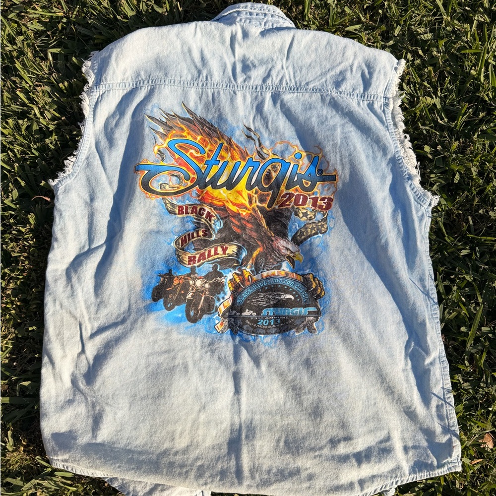 Sturgis Black Hill Rally Denim Sleeveless Shirt